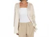 Enza Costa Silk Blend Striped Shirt In Khaki Stripe In Neutral