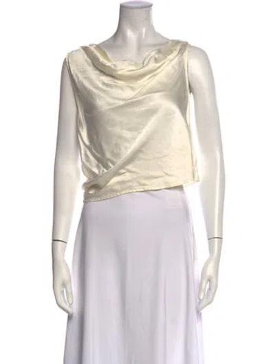 Pre-owned Enza Costa Silk Cowl Neck Top In Neutrals