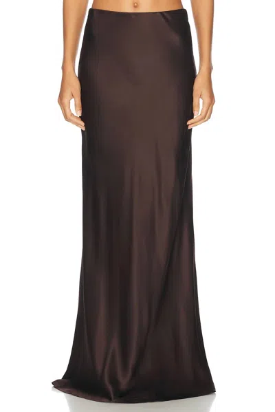 Enza Costa Silk Full Length Skirt In Brown
