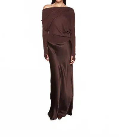 Enza Costa Silk Full Length Skirt In Brown
