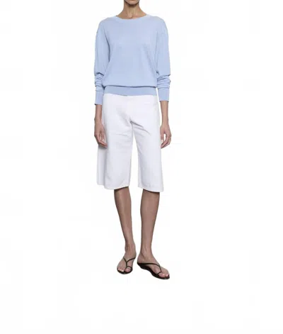 Enza Costa Silk Knit Crew Top In Pale Blue