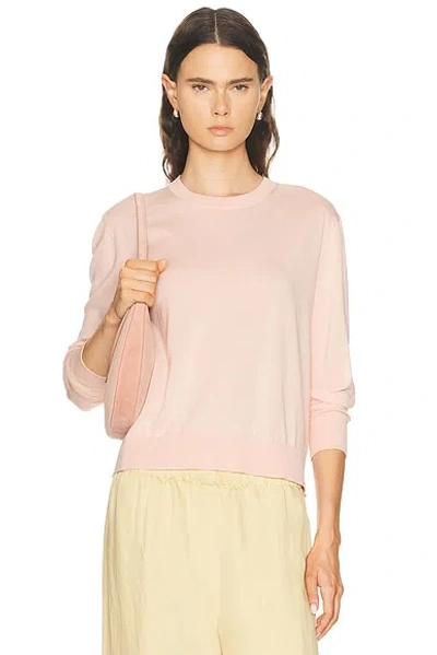 Enza Costa Silk Knit Crewneck Sweater In Pink