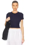 Enza Costa Supima Cotton Cap Sleeve Crew In Evening Blue In Indigo