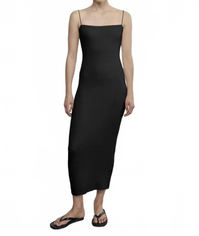 Enza Costa Silk Knit Essential Strappy Dress In Black