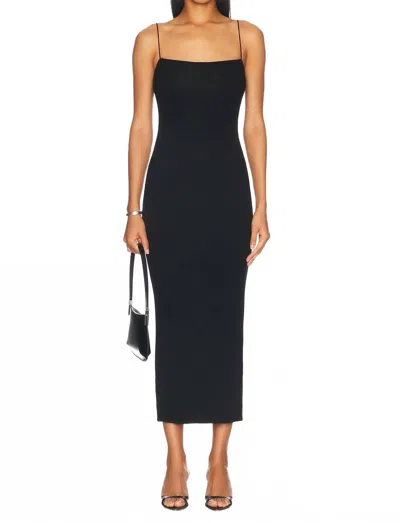 Enza Costa Silk Knit Essential Strappy Dress In Black In Blue