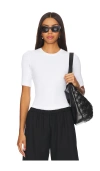 Enza Costa Pointelle Essential Short Sleeve Tee In White