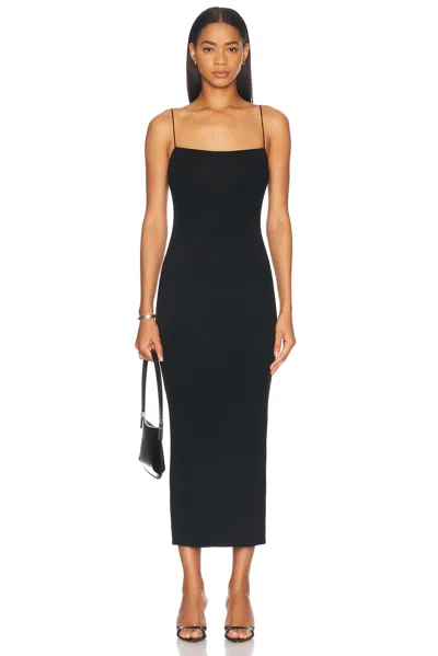 Enza Costa Silk Knit Jersey Essential Strappy Dress In Black