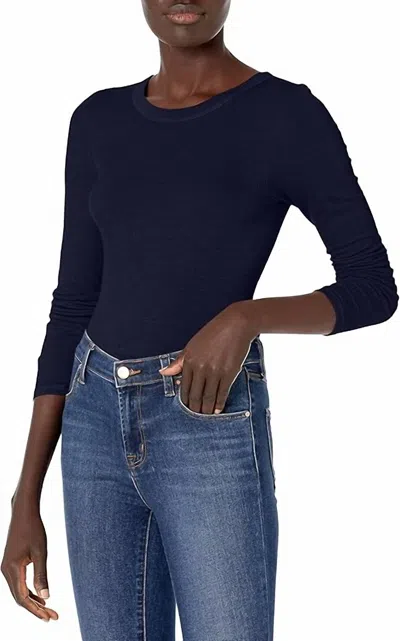 Enza Costa Silk Knit Long Sleeve Crew Tee In Atlantic In Blue