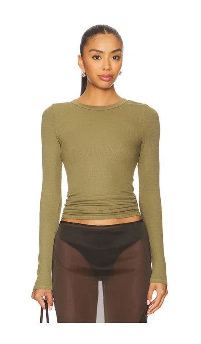 Enza Costa Silk Knit Long Sleeve Crew Top In Multi
