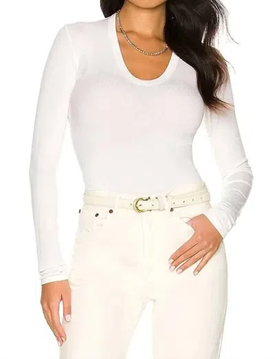 Enza Costa Silk Knit Long Sleeve U Top In Cloud