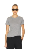 Enza Costa Silk Knit Perfect Tee In Heather Grey In 麻灰色