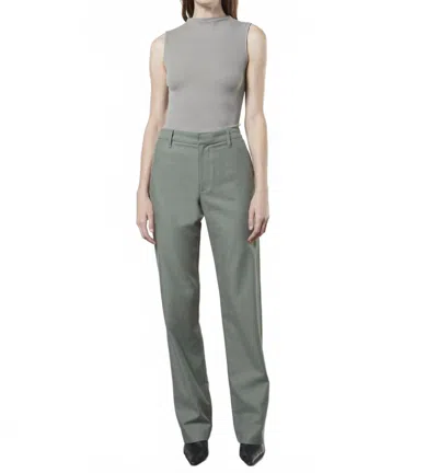 Enza Costa Silk Knit Rib Sleeveless Mockneck In Alpine Frost In Green
