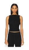 Enza Costa Silk Knit Sleeveless Boatneck Top In 黑色