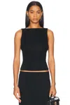 Enza Costa Silk Knit Sleeveless Boatneck Top In Black