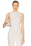 Enza Costa Silk Knit Sleeveless Boatneck Top In Canvas
