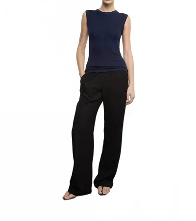 Enza Costa Silk Knit Sleeveless Crew In Indigo In Blue