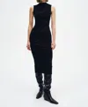Enza Costa Silk Ribbed Sleeveless Twist Midi Dress