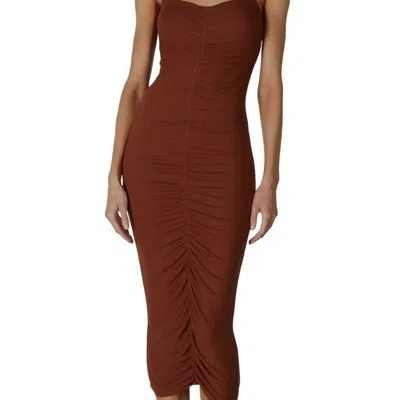 Enza Costa Silk Knit Strappy Dress In Brown