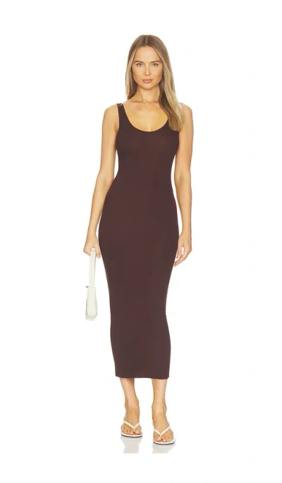 Enza Costa Silk Knit Tank Maxi Dress In Brown
