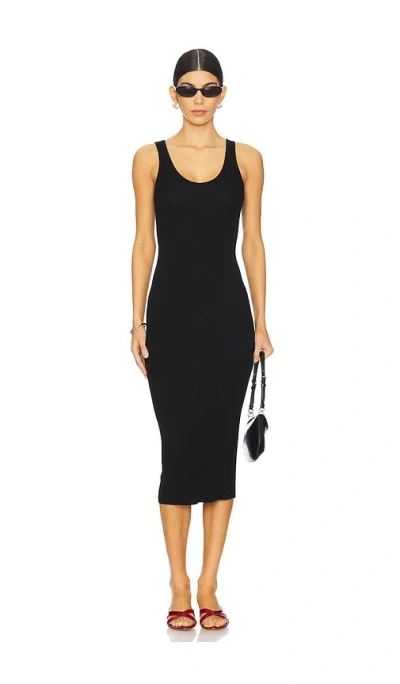 Enza Costa Silk Knit Tank Midi Dress In Black