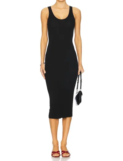 Enza Costa Silk Knit Tank Midi Dress In Black