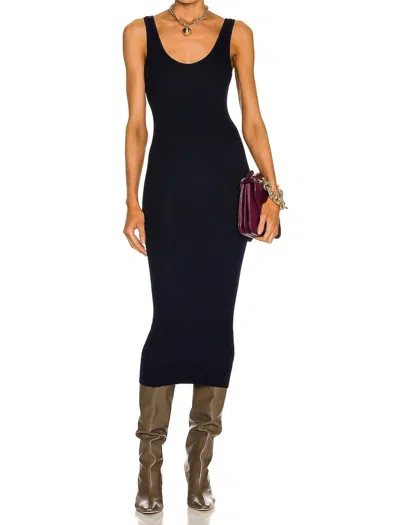Enza Costa Silk Knit Tank Midi Dress In Indigo In Black