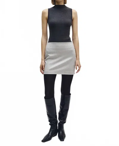 Enza Costa Silk Layering Mockneck Sweater In Heather Charcoal In Multi