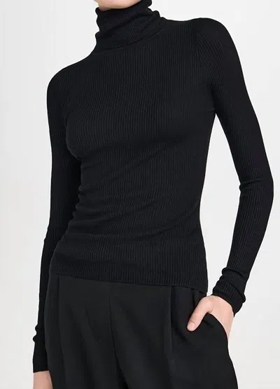 Enza Costa Silk Layering Turtleneck Sweater In Black