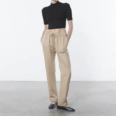 Enza Costa Silk Rib Cropped Half Sleeve Mock Neck In Black