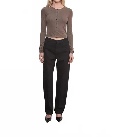 Enza Costa Silk Rib Essential Cardigan In Mushroom In Gray