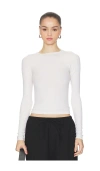 Enza Costa Silk Rib Essential Crew In White