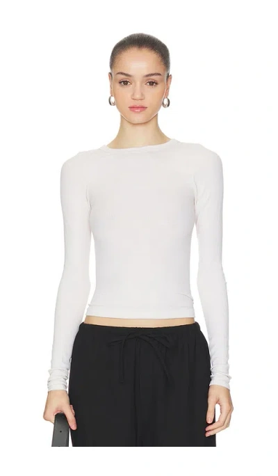Enza Costa Silk Rib Essential Crew In White