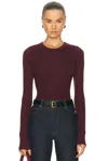 Enza Costa Silk Rib Essential Crewneck Top In Red