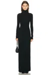 Enza Costa Silk Rib Fluid Turtleneck Dress In Black