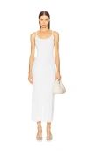 Enza Costa Silk Rib Lettuce Edge Dress In White