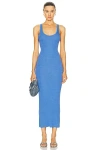Enza Costa Ribbed Tank Silk-blend Midi Dress In Cornflower
