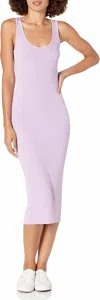 Shop Enza Costa Silk Rib Tank Midi Dress In Aster