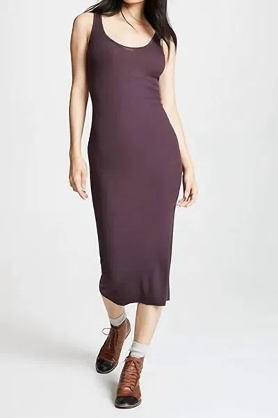 Enza Costa Silk Rib Tank Midi Dress In Dark Plum In Multi