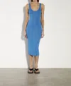 Enza Costa Ribbed Tank Silk-blend Midi Dress In Blue