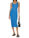 Enza Costa Ribbed Tank Silk-blend Midi Dress In Blue