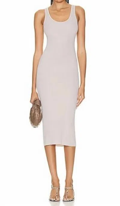 Enza Costa Silk Rib Tank Midi Dress In Quartz In Beige