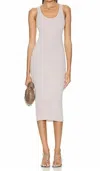 Enza Costa Silk Rib Tank Midi Dress In Quartz In Multi
