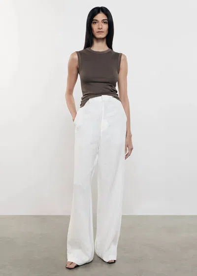 Enza Costa Silk Rib Tank Top In Shitake In Brown