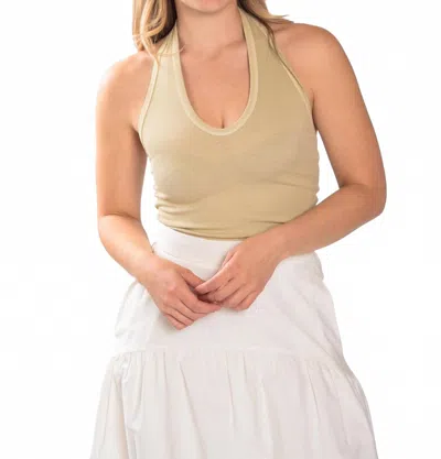 Enza Costa Silk Rib U Halter Top In Beach Glass In White