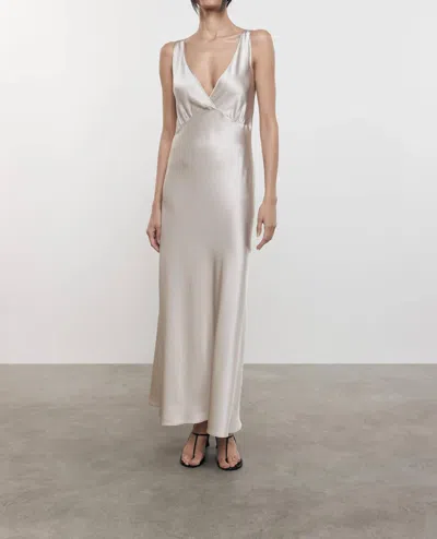 Enza Costa Silk Satin Nuit Dress In Flax In White
