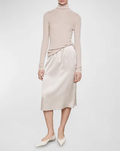 Enza Costa Silk Slip Skirt In Flax In Neutral