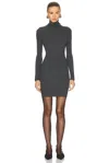 Enza Costa Silk Sweater Rib Turtleneck Mini Dress In Heather Charcoal In Heather Charcoal