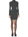 Enza Costa Silk Sweater Rib Turtleneck Mini Dress In Heather Charcoal In Grey