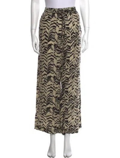 Pre-owned Enza Costa Silk Wide Leg Pants In Neutrals