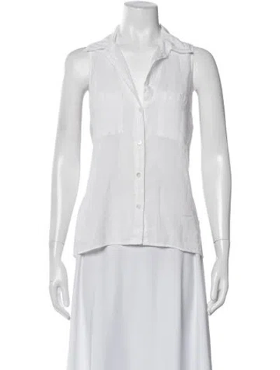 Pre-owned Enza Costa Sleeveless Button-up Top In White